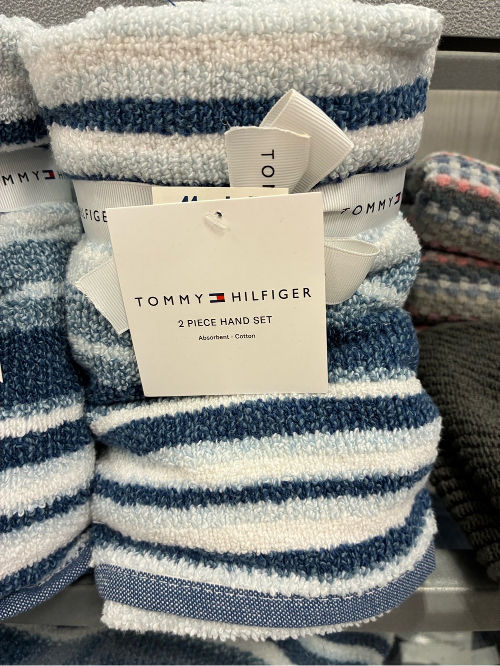 Tommy Hilfiger Navy & White Striped 2-Piece Hand Towel Set